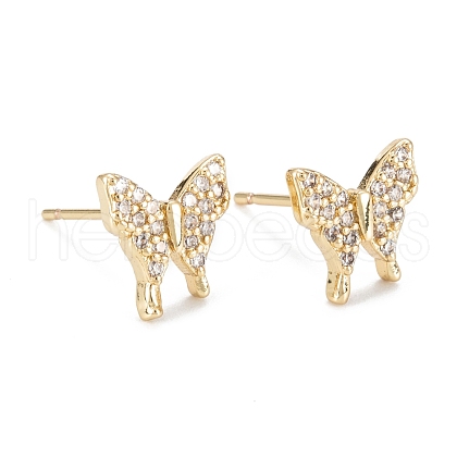 Butterfly Sparkling Cubic Zirconia Stud Earrings for Girl Women EJEW-H126-09G-1