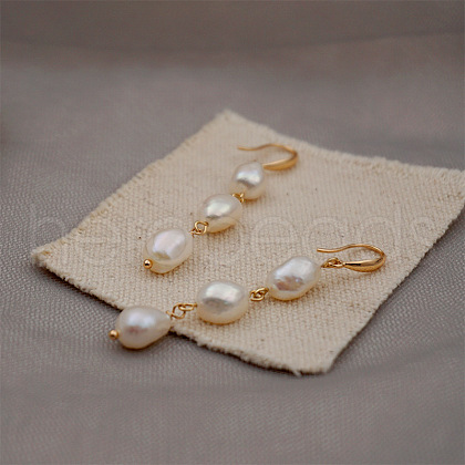 Mother's Day Jewellery Vintage Style Freshwater Pearl Dangle Earrings OD7555-2-1