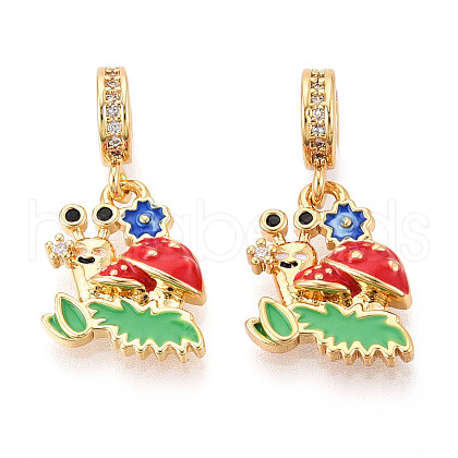 Brass Micro Pave Cubic Zirconia Pendants KK-N271-18G-1