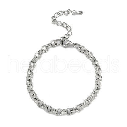 304 Stainless Steel Rolo Chain Bracelets for Men Women BJEW-G725-03P-1
