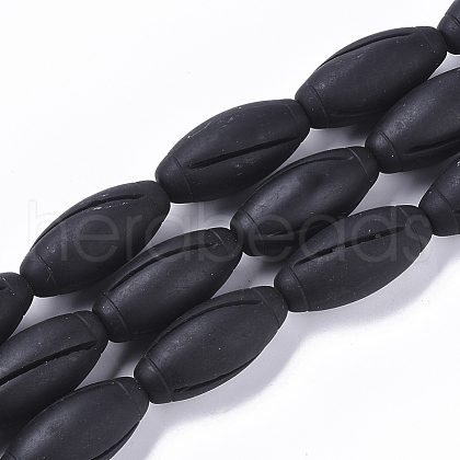 Natural Black Stone Beads Strands G-S364-022B-1