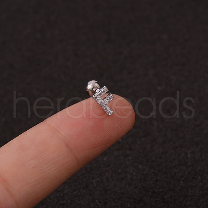 316L Surgical Stainless Steel Micro Pave Clear Cubic Zirconia Cartilage Earrings WG3A850-11-1