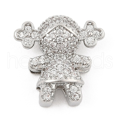 Brass Micro Pave Cubic Zirconia Slide Charms ZIRC-I068-27P-1