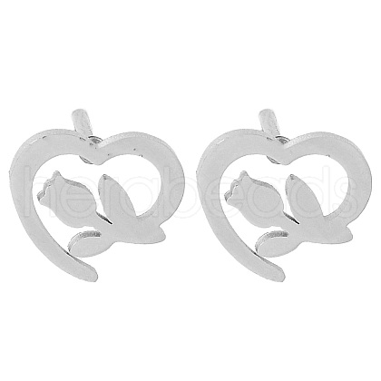 Non-Tarnish 304 Stainless Steel Stud Earrings EJEW-M242-02A-P-1