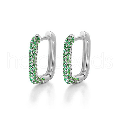 Rectangle S925 Sterling Silver Hoop Earrings AK6460-8-1