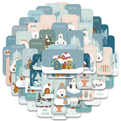 50Pcs Christmas PVC Self-Adhesive Stickers WINT-PW0001-006-1
