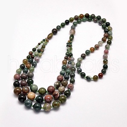 Natural Moss Agate Graduated Beaded Necklaces NJEW-F113-01C-1