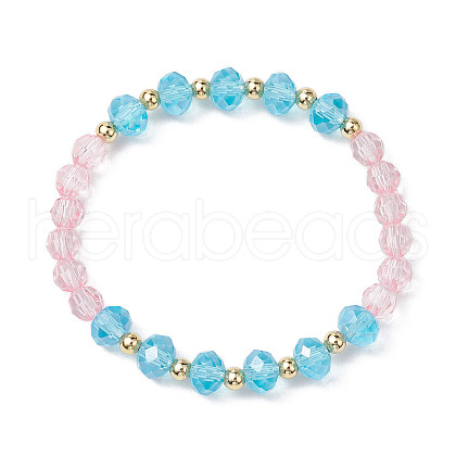 Transparent Acrylic & Faceted Glass Beaded Stretch Bracelets for Women BJEW-JB10627-1