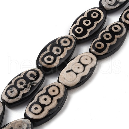 Oval with 3-Eye Pattern Tibetan Style dZi Beads Strands G-NH0001-14A-1