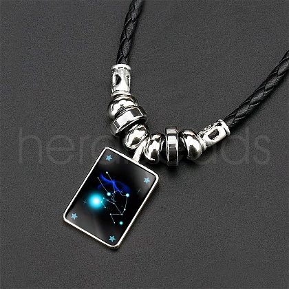 Alloy & Glass & Imitation Leather Cord Pendant Necklaces WGFA685-05-1