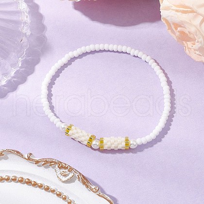 Glass Seed Beads Stretch  Bracelets for Women BJEW-MZ00153-03-1