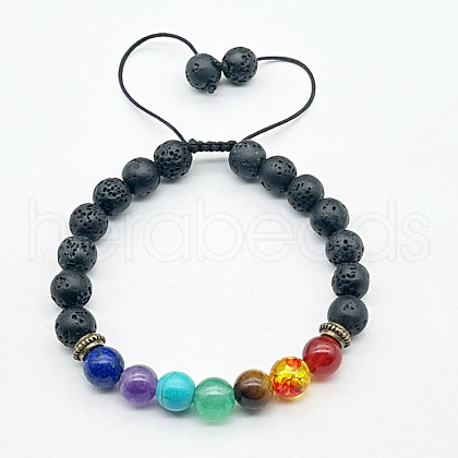 Chakra Theme Natural & Synthetic Mixed Stones Braided Bracelets QD1254-3-1