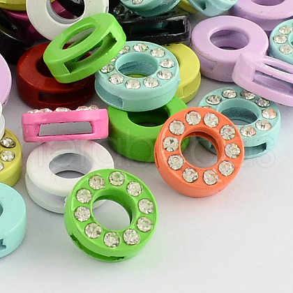 Mixed Color Zinc Alloy Grade A Rhinestone Letter Slide Charms ALRI-S130-O-1