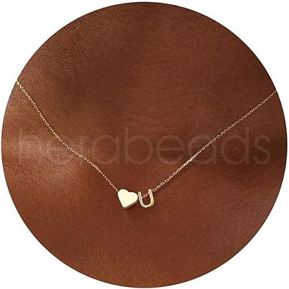 Simple Style Adjustable 316L Surgical Stainless Steel Heart and Initial Pendant Necklaces for Women WG95AEF-21-1