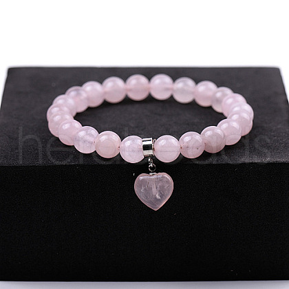 Natural Rose Quartz Stretch Bracelets ZS4670-3-1