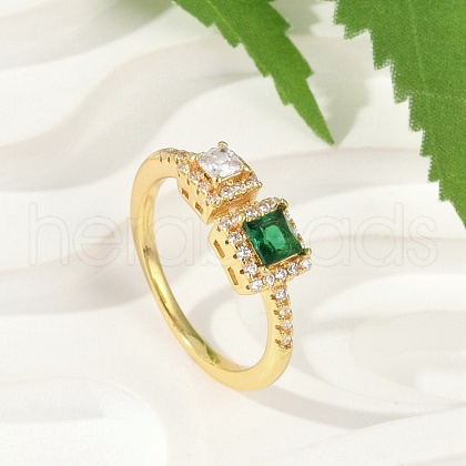 Brass Micro Pave Cubic Zirconia Cuff Rings RJEW-S400-17C-G-1