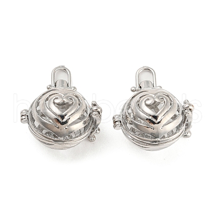 Rack Plating Brass Cage Pendants KK-D050-01P-1