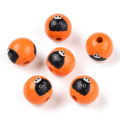 Halloween Theme Wood European Beads WOOD-N016-04L-1