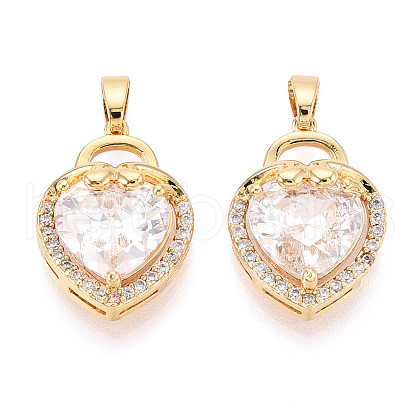 Brass Micro Pave Cubic Zirconia Pendants KK-N272-04G-1