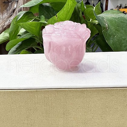 Natural Rose Quartz Carved Healing Rose Figurines PW-WG56826-02-1