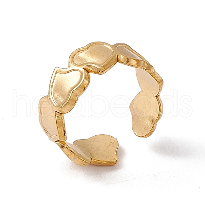 Ion Plating(IP) 304 Stainless Steel Heart Wrap Open Cuff Ring for Women RJEW-C045-15G-1