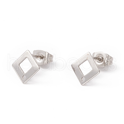 Non-Tarnish 201 Stainless Steel Stud Earring Findings with Hole EJEW-A071-27P-1