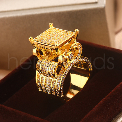 Brass Micro Pave Clear Cubic Zirconia Finger Rings FS-WG69587-12-1