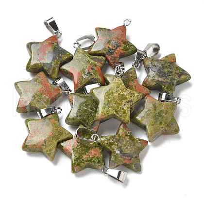 Natural Unakite Pendants G-B127-12P-12-1