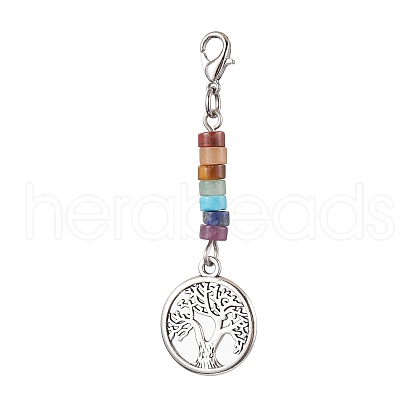 Alloy Tree of Life Pendant Decorations HJEW-JM02062-02-1
