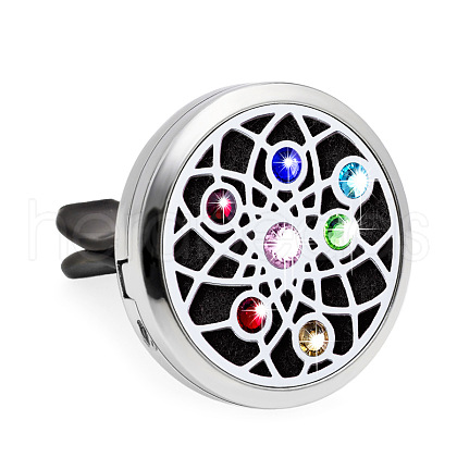 Colorful Rhinestone Aromatherapy Essential Oil Car Diffuser Vent Clips CHAK-PW0001-057D-1