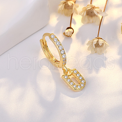 Brass Micro Pave Clear Cubic Zirconia Hoop Earrings WGE85EC-21-1
