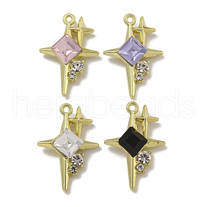 Rack Plating Alloy Rhinestone Pendants PALLOY-F312-20G-1
