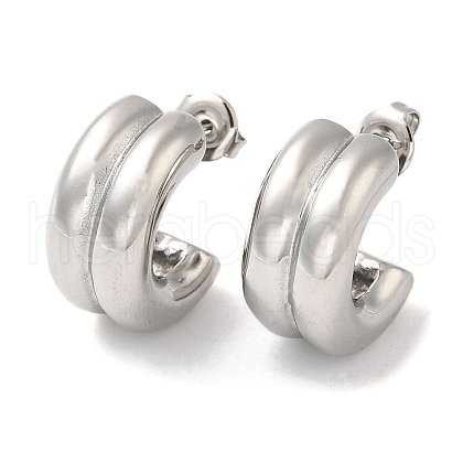Non-Tarnish 304 Stainless Steel Round Stud Earrings EJEW-Z022-28P-1