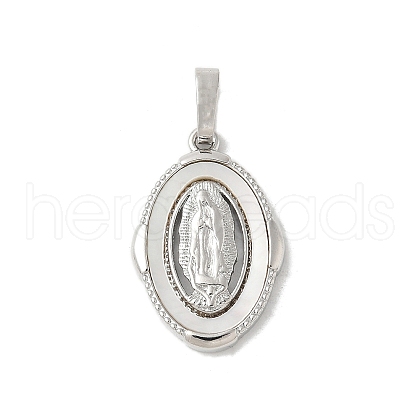 Brass Pave Natural White Shell Pendants KK-S522-07D-P-1
