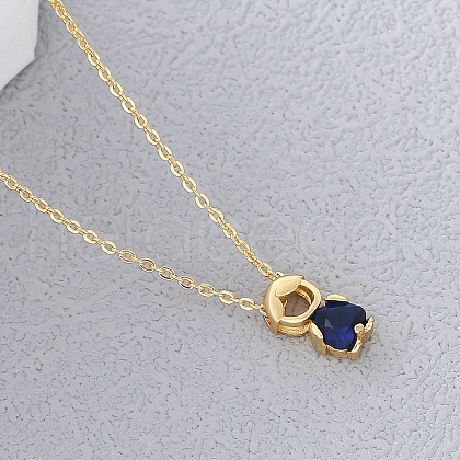 Brass Pave Heart Cubic Zirconia Boy Pendant Cable Chain Necklaces FS-WGE547A-08-1