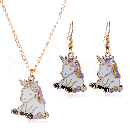 Christmas Theme Alloy Enamel Pendant Necklace & Dangle Earrings Set FN1321-4-1