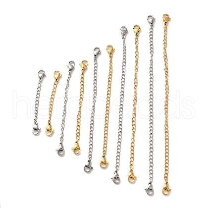 10Pcs 5 Size Ion Plating(IP) 304 Stainless Steel Chain Extender STAS-E192-03GP-1