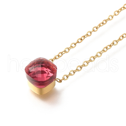 Ion Plating(IP) 304 Stainless Steel Pave Glass Square Pendant Cable Chain Necklaces for Women NJEW-F328-16G-01-1