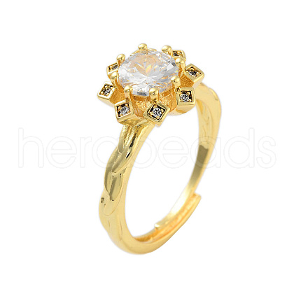 Clear Cubic Zirconia Adjustable Rings RJEW-L120-018G-10-1