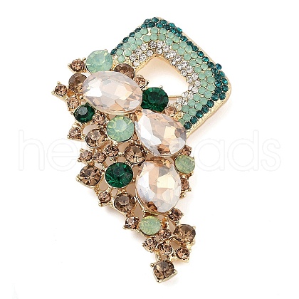 Flower Alloy Rhinestone Brooches for Backpack Clothes JEWB-P042-04G-B-1