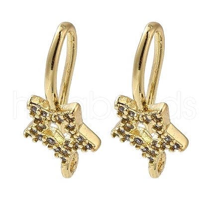 Rack Plating Brass Micro Pave Clear Cubic Zirconia Earring Hooks KK-A231-08G-1