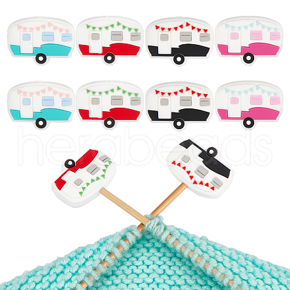  8Pcs 4 Colors Campervan Food Grade Silicone Beads SIL-NB0001-42-1