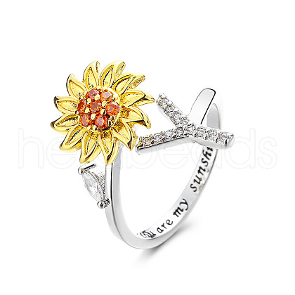 Adjustable Brass Rhinestone Rotating Cuff Rings FS-WG5B177-25-1