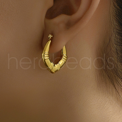 Real 18K Gold Plated Stainless Steel Rhombus Hoop Earrings for Women FV2904-1