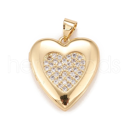 Brass Micro Pave Cubic Zirconia Locket Pendants X-KK-A161-47G-1