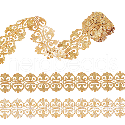 2M Floral Embroidery Iron on/Sew on Polyester Ribbon Patches OCOR-FG0001-75G-1