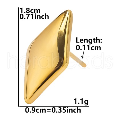 Classic Vintage Rhombus 304 Stainless Steel Stud Earrings for Women GS5707-10-1