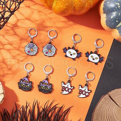 Halloween Theme Alloy Enamel Leverback Earrings EJEW-JE06476-1