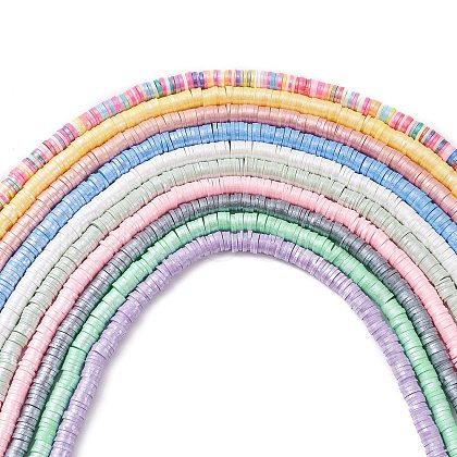 10 Strands 10 Colors Handmade Polymer Clay Beads Strand CLAY-YW0001-92-1