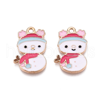Christmas Theme Rack Plating Alloy Enamel Pendants ENAM-T021-14KCG-1